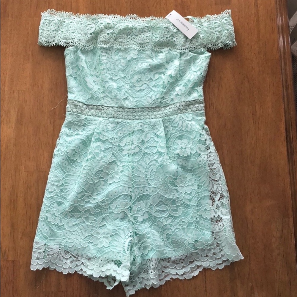 Mint lace romper